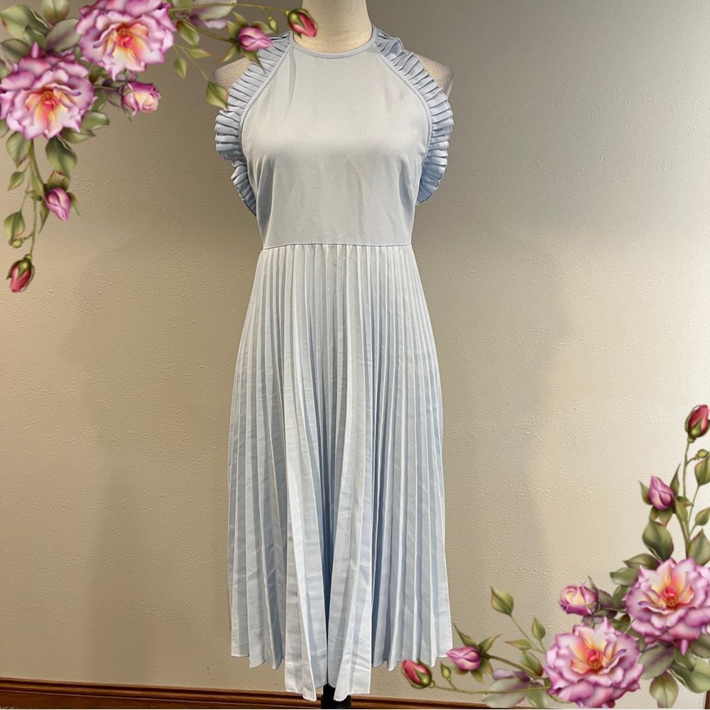 ASOS Light Blue Midi Dress with Pleated skirt size 6